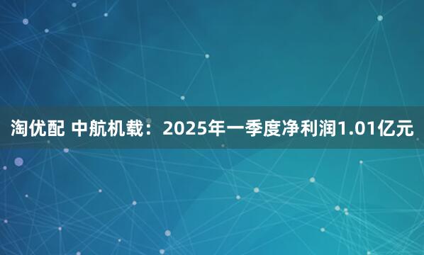 淘优配 中航机载：2025年一季度净利润1.01亿元